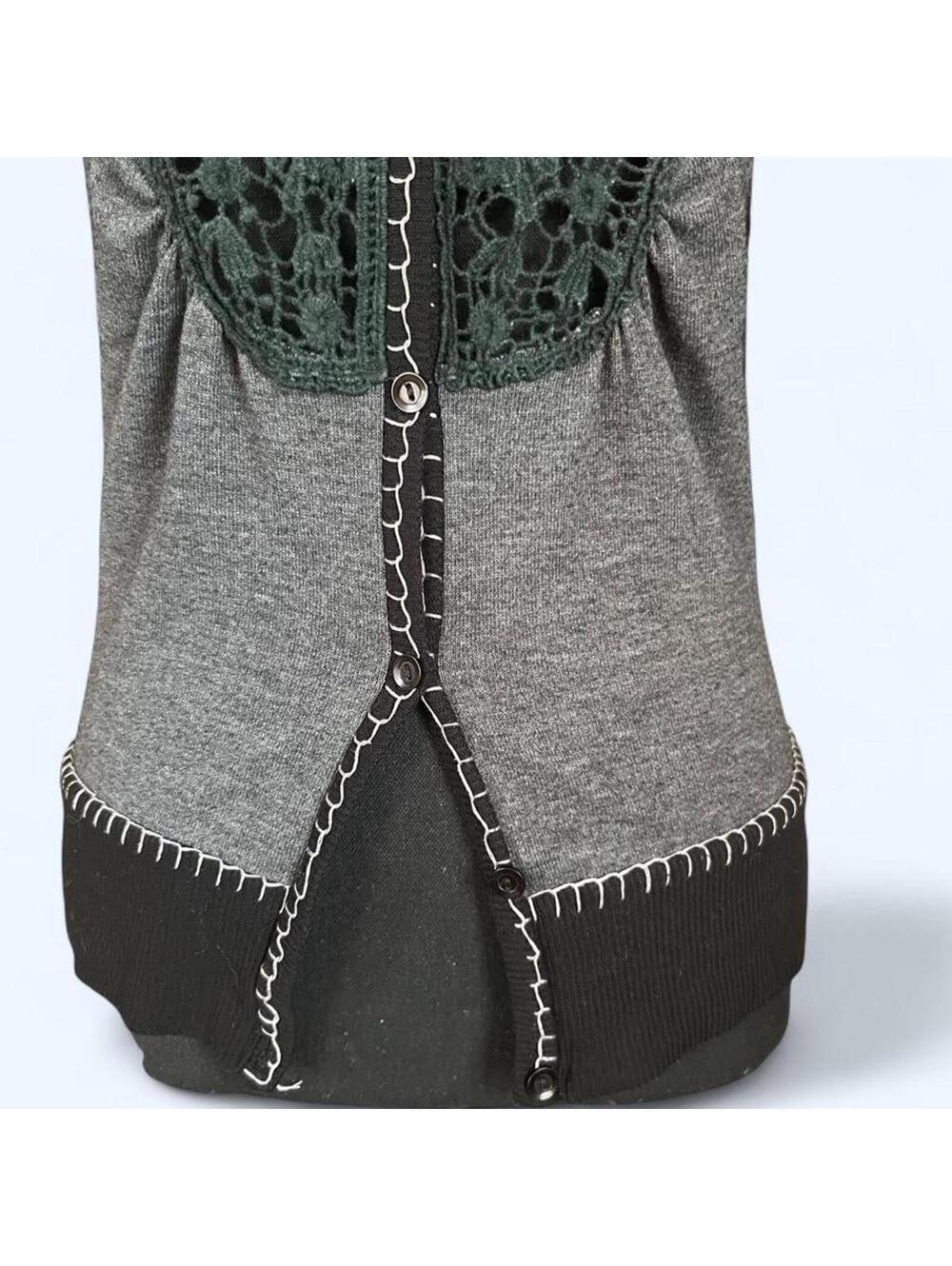 Vintage Y2K Daytrip Fairycore Dark Academia Crochet Lace Top Size Small 💚 - Picture 3 of 8